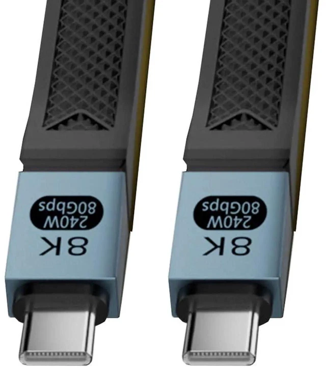 Main image of AJMRTC 13CM Black USB5.0 Flat FPC Ribbon Cable,Male to Male 80Gbps 240W PD EMark Chip Cord,HighSpeed Slim Cable for External SSD,eGPU,Docking Station & USBC Devices