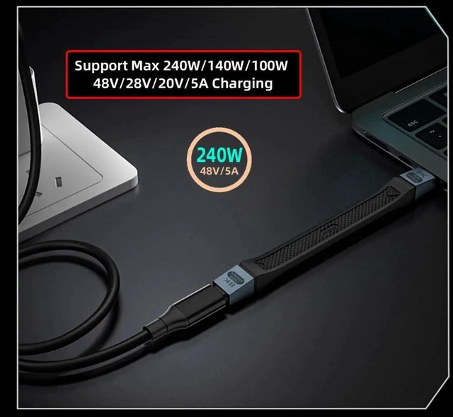 Alt view image 4 of 7 - AJMRTC 13CM Black USB5.0 Flat FPC Ribbon Cable,Male to Male 80Gbps 240W PD EMark Chip Cord,HighSpeed Slim Cable for External SSD,eGPU,Docking Station & USBC Devices
