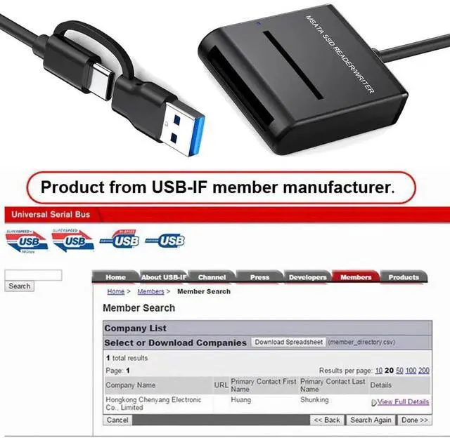 Alt view image 4 of 7 - AJMRTC USBC & USBA Dual Connector to mSATA SSD Adapter Cable,5Gbps USB3.0 External mSATA Docking Enclosure Cord for mSATA Solid State Drive,PlugandPlay for Laptop PC