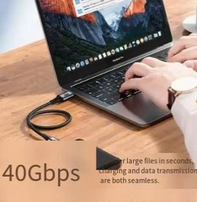 Alt view image 2 of 4 - AJMRTC USB4 Thunderbolt 4 Cable 3.9FT(1.2M),40Gbps HighSpeed USBC Cable,100W PD Fast Charging,8K@60Hz Video Cord for Laptop,eGPU,Docking Station,Monitor