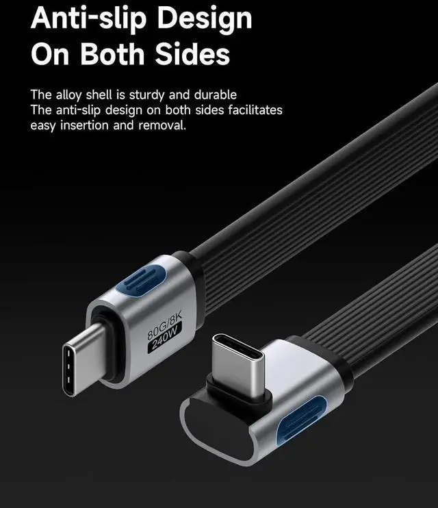 Alt view image 6 of 7 - AJMRTC Middle 90Degree USB4 V2.0 Short USBC Cable 0.8FT,80Gbps Data 240W PD Fast Charging 8K@60Hz Video Cord for iPhone 17 16 15 Pro Max,iPad Pro,Thunderbolt 5/4 Devices