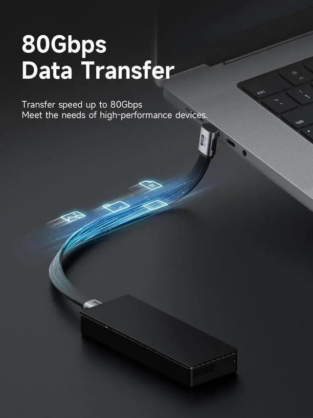 Alt view image 3 of 7 - AJMRTC Middle 90Degree USB4 V2.0 Short USBC Cable 0.8FT,80Gbps Data 240W PD Fast Charging 8K@60Hz Video Cord for iPhone 17 16 15 Pro Max,iPad Pro,Thunderbolt 5/4 Devices