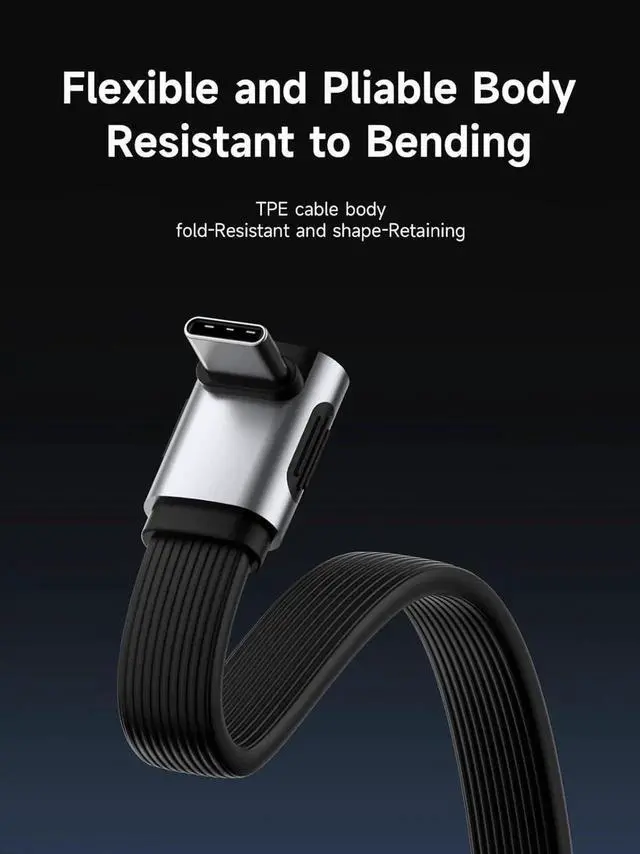Alt view image 4 of 7 - AJMRTC Middle 90Degree USB4 V2.0 Short USBC Cable 0.8FT,80Gbps Data 240W PD Fast Charging 8K@60Hz Video Cord for iPhone 17 16 15 Pro Max,iPad Pro,Thunderbolt 5/4 Devices