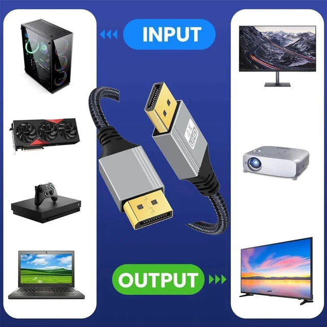 Alt view image 2 of 7 - AJMRTC 2M DisplayPort DP to DP Cable,4K@60Hz UltraHD UHD Video Cord with Silver Sleeve,GoldPlated Connector for Desktop,Laptop,Monitor,Graphics Card,Gaming Workstation