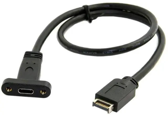 Main image of AJMRTC 40cm USB3.1 FrontPanel Header to USBC TypeC Female Extension Cable,PanelMount ScrewLocked USBC Receptacle for Desktop PC Chassis DIY Modding
