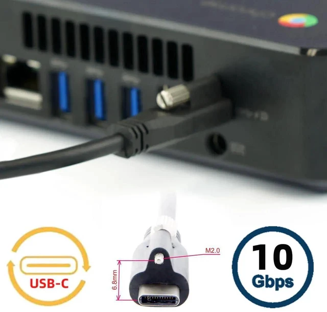 Alt view image 5 of 7 - AJMRTC 200CM Locking USBC to Locking USBC Data Power Cable,USB3.1 Gen2 SinglePanelMount ScrewLock Connector for Industrial Cameras,FixedInstallation USBC Devices