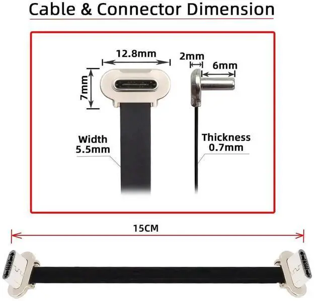 Alt view image 3 of 7 - AJMRTC 20cm(7.87in) UltraSlim Flat USB2.0 USBC to USBC Short Cable,DualAngled Silver Plug,65W PD Fast Charging Data Cord for Laptops,Tablets,Smartphones,TightSpace Connection