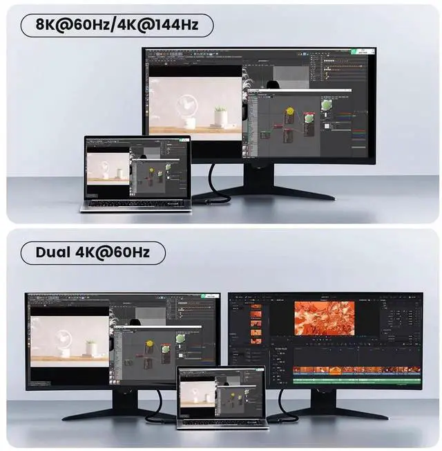 Alt view image 5 of 5 - AJMRTC 2M(6.6FT) Braided USB4 USBC Cable,80Gbps Thunderbolt 4/5 Compatible,120Gbps Boost Mode,Dual 8K / Dual 4K@60Hz Video,40Gbps Data Cord for Docking Station,External SSD,Laptops