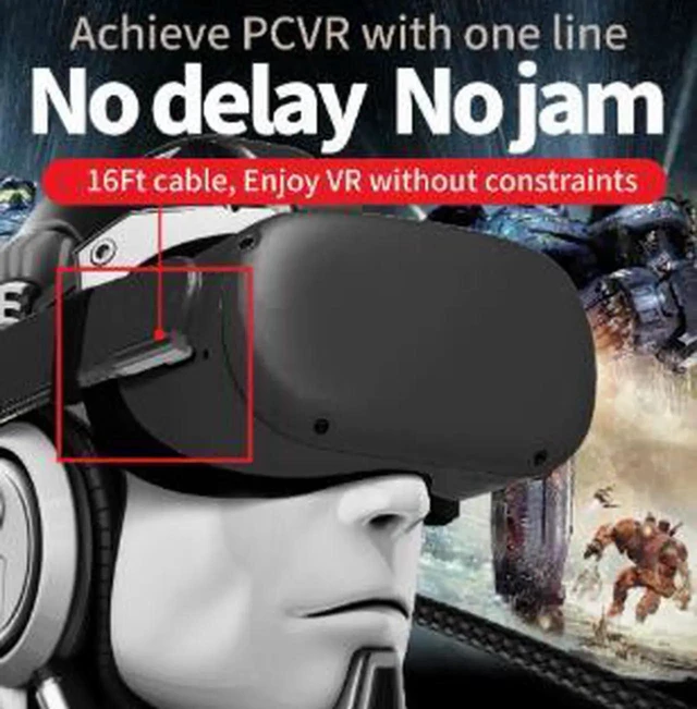 Alt view image 2 of 3 - AJMRTC 5M(16FT) RightAngle USBC VR Link Cable for Quest 2/3,60W PD Fast Charging 5Gbps HighSpeed Data Sync Cord,Stable Streaming for PC VR Gaming Headset
