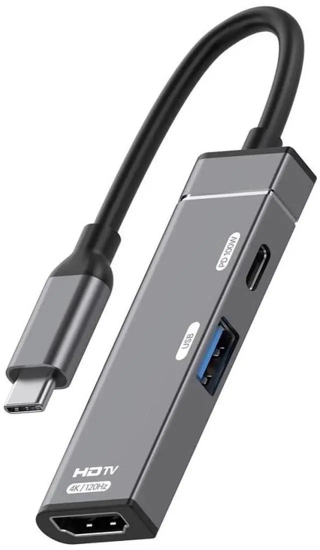 Main image of AJMRTC USBC Multiport Adapter,USBC to 4K@120Hz HDMI + USB3.0 OTG + PD 100W Charging Converter with Female Power Port for Laptops,Tablets,HDTV Monitor Projector