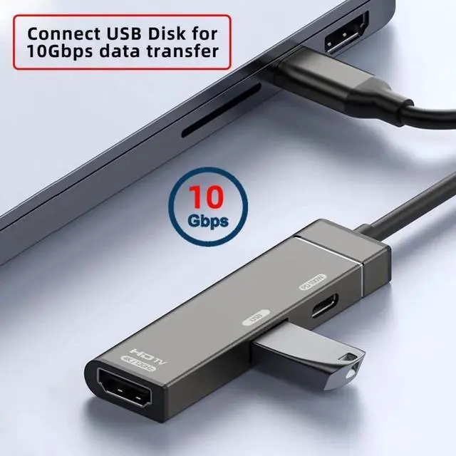 Alt view image 6 of 7 - AJMRTC USBC Multiport Adapter,USBC to 4K@120Hz HDMI + USB3.0 OTG + PD 100W Charging Converter with Female Power Port for Laptops,Tablets,HDTV Monitor Projector