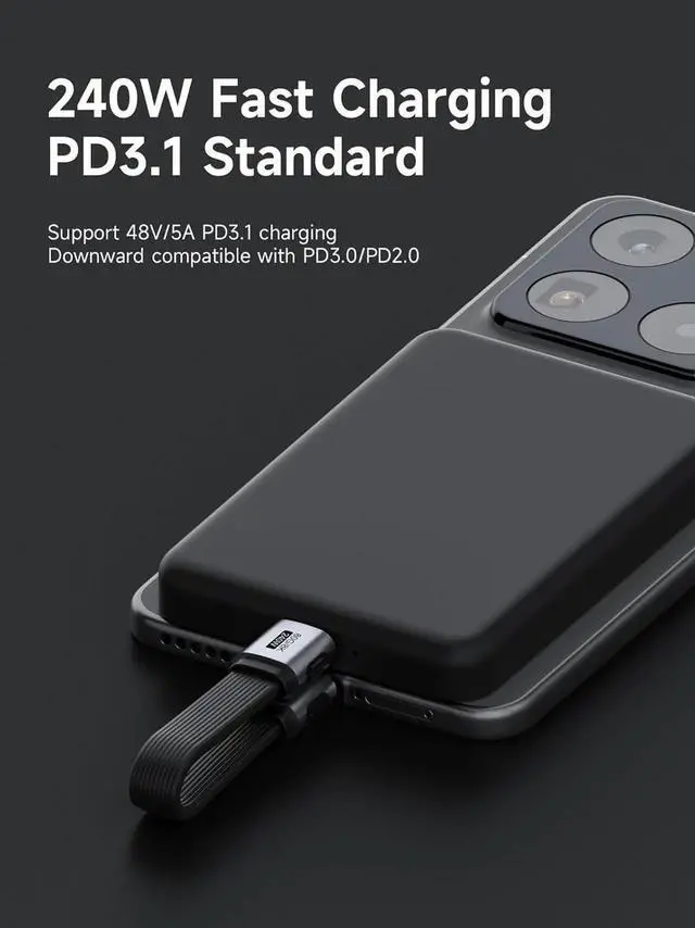 Alt view image 5 of 7 - AJMRTC 0.8FT Short USB4 V2.0 USBC Cable,80Gbps Data 240W PD Fast Charging,8K@60Hz Video Cord for iPhone 17 16 15 Pro Max,iPad Pro,Thunderbolt 5/4 Laptops & USBC Devices