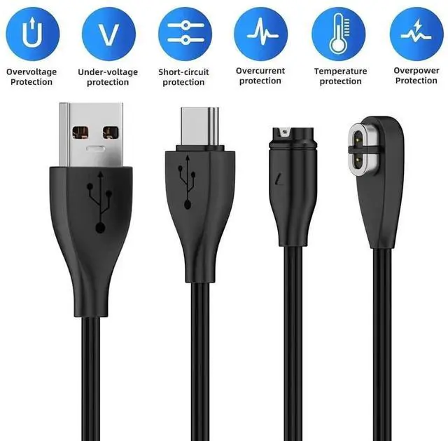 Alt view image 2 of 7 - AJMRTC 2Pack Magnetic Charging Cable Combo,USBC & USBA to 2Pin 4Pin Magnetic Charger Cord Set,Replacement Charging Cables for Smart Watches,Wireless Earbuds,Compatible with Garmin,Shokz Devices