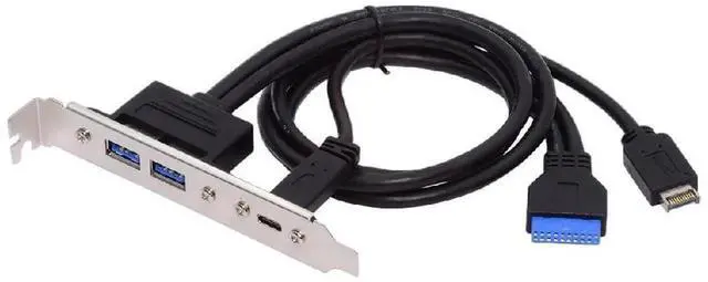 Main image of AJMRTC PCIE Back Panel I/O Bracket, Motherboard 19/20Pin & TypeE to Dual USBC Female & USB3.0 Female,10Gbps & 5Gbps Speed,Internal Header Extension Cable for Desktop PC Rear Chassis
