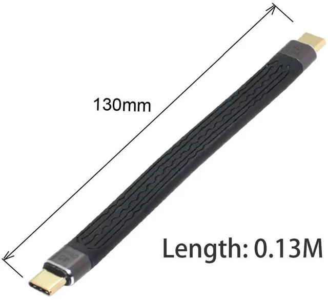 Alt view image 3 of 7 - AJMRTC 13cm Flat Slim FPC USB4 TypeC Male to Male Cable,40Gbps Data Transfer,100W PD Fast Charging,8K Video Output,Short Flexible Flat Cord for Laptop,Phone,SSD Docking Station