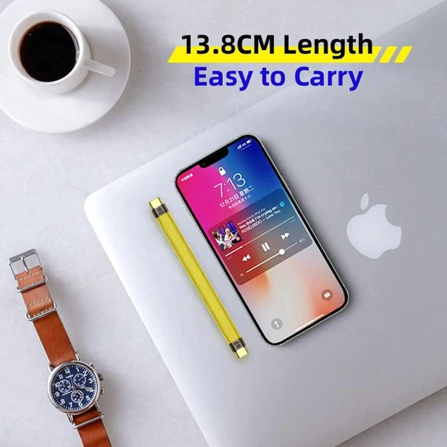 Alt view image 3 of 7 - AJMRTC 13cm Yellow Flat Slim FPC USB4 TypeC Male to Male Cable,40Gbps Data Transfer,100W PD Fast Charging,8K Video Output,Short BrightYellow Cord for Laptop,Phone,External SSD,Docking Station