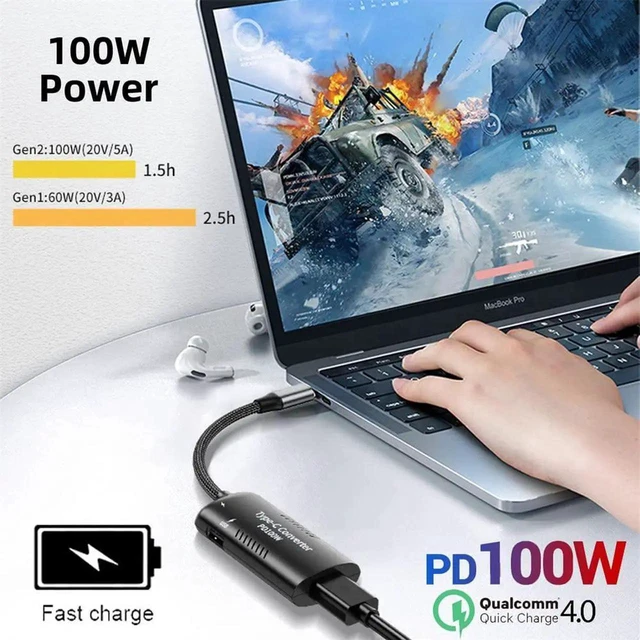Alt view image 5 of 7 - AJMRTC 100W PD Emulator Trigger Charge Cable, Rectangle SlimTip Input for ThinkPad X1, Dual Output USBC & USBA Port, Convert Laptop Power Source to Charge Phones, Tablets and USBC Gadgets