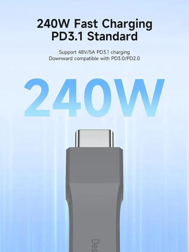 Alt view image 3 of 7 - AJMRTC UType Short USB4 USBC Cable 6cm(UC4MC6cm), 240W Fast Charging 40Gbps Data 8K@60Hz Video Cord, Compatible with iPhone 17 16 15 Pro Max, iPad, Thunderbolt 4/3, Hub, External SSD
