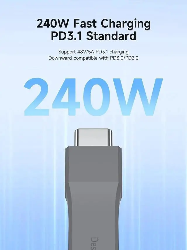 Alt view image 3 of 7 - AJMRTC UType Short USB4 USBC Cable 7cm(UC4MC7cm), 240W Fast Charging 40Gbps Data 8K@60Hz Video Cord, for iPhone 17 16 15 Pro Max, iPad, Thunderbolt 4/3, Hub, External SSD