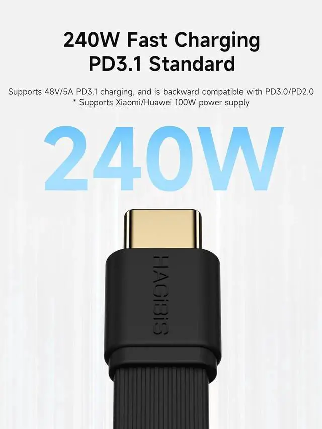 Alt view image 5 of 7 - AJMRTC 180 Degree Flat UType Short USB4 Cable 0.23ft, 240W PD Charging 80Gbps Data 8K@60Hz Video USBC Cord, for iPhone 17 16 15 Pro Max, Thunderbolt 5/4/3 Hub, External SSD