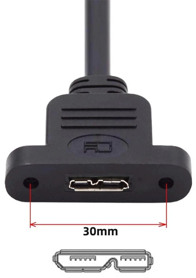 Alt view image 5 of 7 - AJMRTC ScrewMount USBC Male to Micro 3.0 TypeB Female Extension Cable, USB3.0 5Gbps PanelMount Extender Cord for Industrial Cameras, Docking Devices and MicroB 3.0 Peripherals