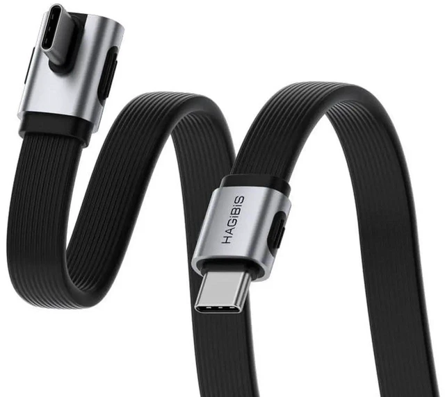 Main image of AJMRTC Vertical 90 Degree USB4 V2.0 Short USBC Cable 1.6FT, 80Gbps Data 240W PD Fast Charging 8K@60Hz Video Cord, for iPhone 17 16 15 Pro Max, iPad Pro, Thunderbolt 5/4 Devices