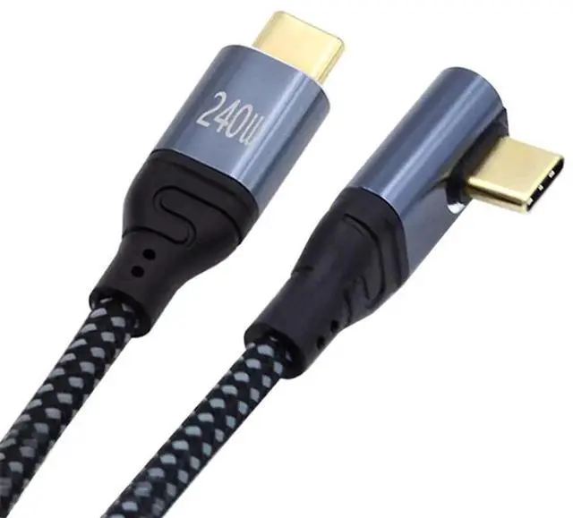 Main image of AJMRTC LowProfile 90 Degree Angled USBC Cable 200CM, 240W 48V 5A TypeC Charging Cord, 480Mbps USB2.0 Data, Support 100W Power for Laptops, Tablets, Smartphones