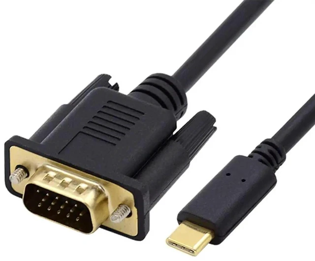 Main image of AJMRTC USBC Source to VGA RGB Cable 1.8M, USB3.1 TypeC Male to VGA Male 1080P FullHD Video Cord for Laptop, Connect USBC Host to VGA Monitor Display, DP Alt Mode Required