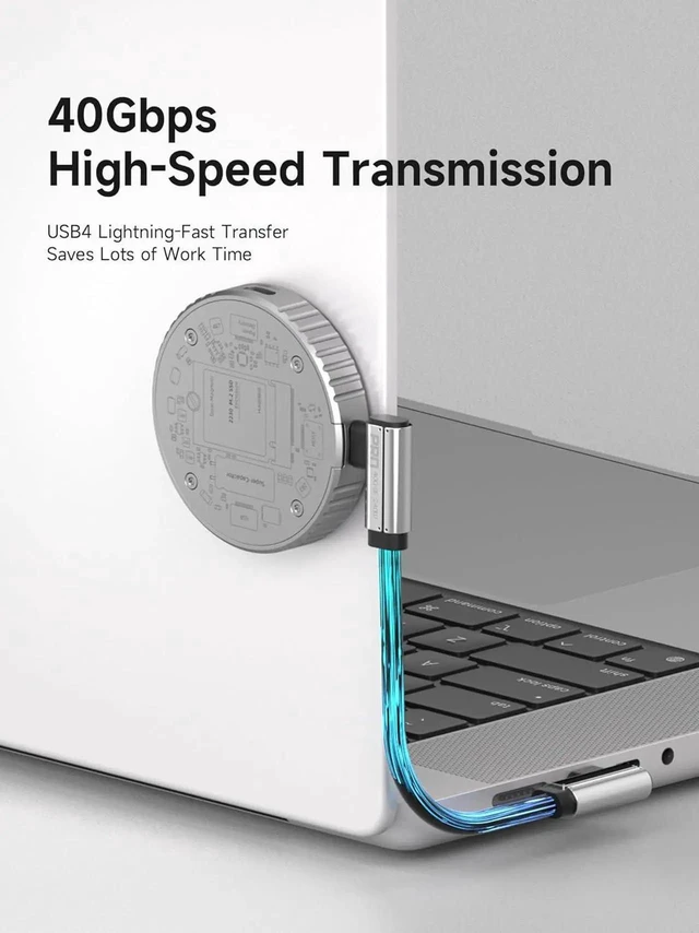 Alt view image 7 of 7 - AJMRTC 0.5Ft RightAngle 90 Degree USB4 Short USBC Cable, 40Gbps Data 240W PD Charging 8K@60Hz Video Cord, for iPhone 17 16 15 Pro Max, iPad Pro, USBC Laptops