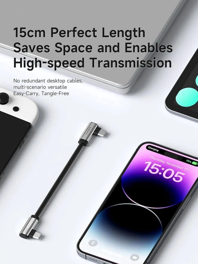 Alt view image 4 of 7 - AJMRTC 0.5Ft RightAngle 90 Degree USB4 Short USBC Cable, 40Gbps Data 240W PD Charging 8K@60Hz Video Cord, for iPhone 17 16 15 Pro Max, iPad Pro, USBC Laptops