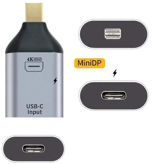 Alt view image 7 of 7 - AJMRTC USBC Female Source to Mini DisplayPort Sink Adapter Cable,10Gbps 100W PD PassThrough Power,4K@60Hz 1080P HD Video Converter for Smartphones, Laptops, MiniDP Displays, DP Alt Mode Required