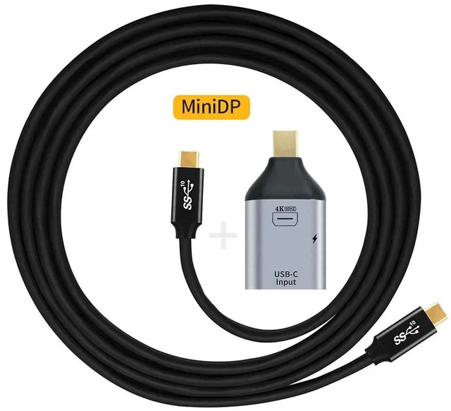 Alt view image 3 of 7 - AJMRTC USBC Female Source to Mini DisplayPort Sink Adapter Cable,10Gbps 100W PD PassThrough Power,4K@60Hz 1080P HD Video Converter for Smartphones, Laptops, MiniDP Displays, DP Alt Mode Required