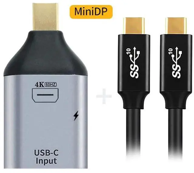 Alt view image 2 of 7 - AJMRTC USBC Female Source to Mini DisplayPort Sink Adapter Cable,10Gbps 100W PD PassThrough Power,4K@60Hz 1080P HD Video Converter for Smartphones, Laptops, MiniDP Displays, DP Alt Mode Required
