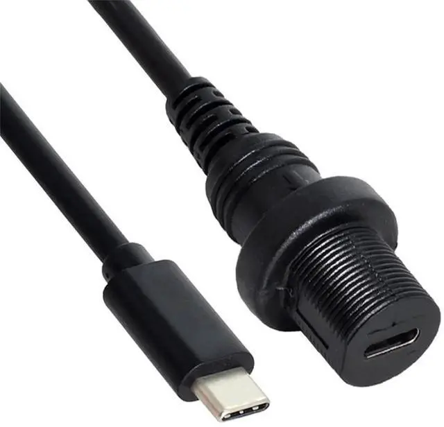 Alt view image 5 of 7 - AJMRTC Waterproof USBC USB3.1 Flush Panel Mount Extension Cable, Car Dashboard DashMount TypeC Cord, IPRated Waterproof Female Receptacle for Vehicle, Marine & Cabinet Panel Installation
