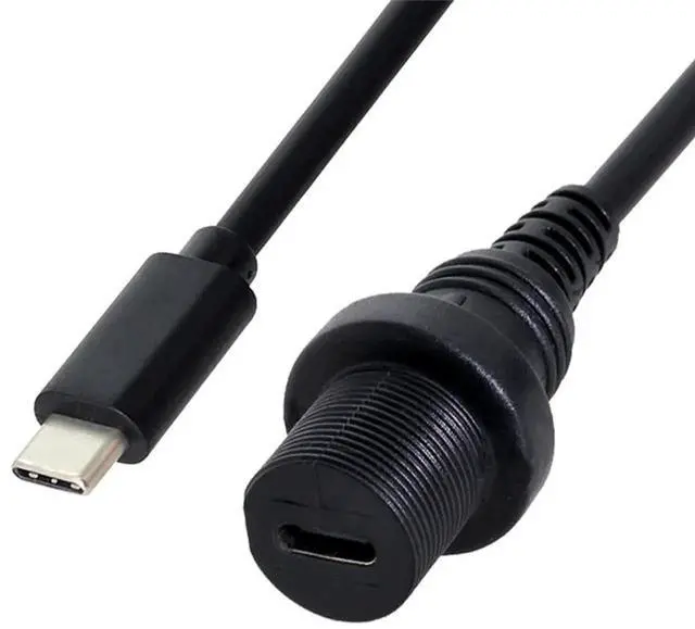 Alt view image 4 of 7 - AJMRTC Waterproof USBC USB3.1 Flush Panel Mount Extension Cable, Car Dashboard DashMount TypeC Cord, IPRated Waterproof Female Receptacle for Vehicle, Marine & Cabinet Panel Installation