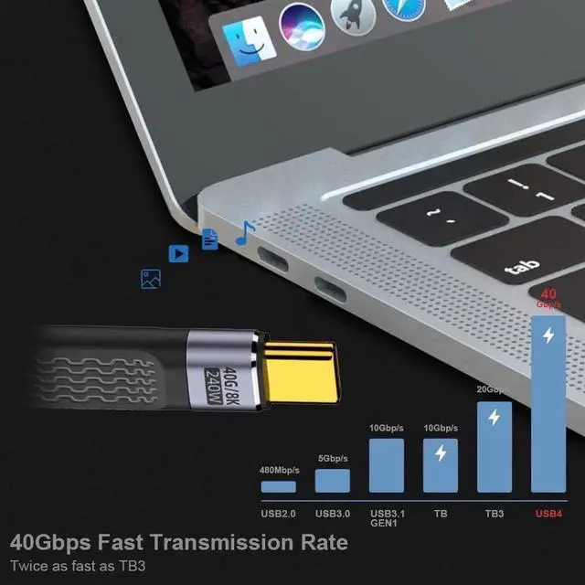 Alt view image 3 of 7 - AJMRTC Flat Slim FPC USB4 USBC Male to Male Cable 13cm, 40Gbps Data 240W PD Charging 8K Video Flexible Ribbon Cord, Compatible with Laptops, Smartphones, Docking Hubs, External SSD