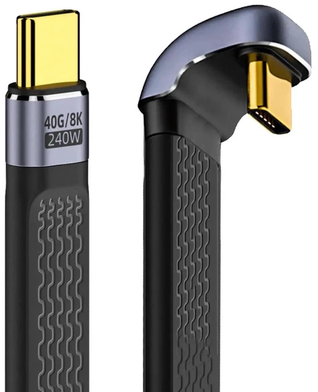 Main image of AJMRTC UShape BackAngled Opposite Direction Flat FPC USB4 Cable 13cm, 40Gbps 240W/100W PD Charging 8K Video USBC Male to Male Ribbon Cord for Laptops, Smartphones, Compact Device Connections