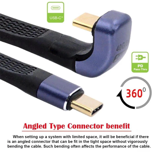 Alt view image 3 of 7 - AJMRTC UShape BackAngled Opposite Direction Flat FPC USB4 Cable 13cm, 40Gbps 240W/100W PD Charging 8K Video USBC Male to Male Ribbon Cord for Laptops, Smartphones, Compact Device Connections