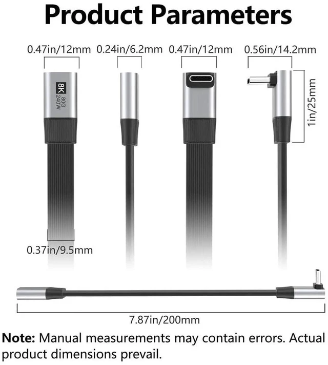Alt view image 6 of 7 - AJMRTC USB5.0 Flat Slim FPC UpAngled 90Degree USBC Male to Female Extension Cable 20CM,80Gbps 240W PD Charging,16K@60Hz 8K 5K Video,Compatible with 40Gbps USB4.0,Thunderbolt 3/4/5