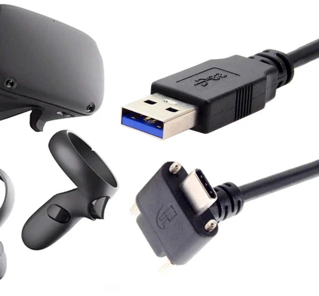 Alt view image 6 of 7 - AJMRTC DualScrew Locking USBC to USB3.0 Data Cable 500CM, USB3.1 ScrewLock TypeC Cord for Quest Link VR Headset, Secure VibrationResistant Connection for VR Streaming & Game Play