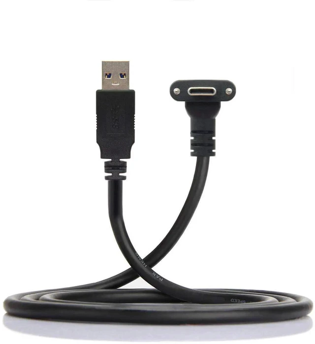 Alt view image 4 of 7 - AJMRTC DualScrew Locking USBC to USB3.0 Data Cable 500CM, USB3.1 ScrewLock TypeC Cord for Quest Link VR Headset, Secure VibrationResistant Connection for VR Streaming & Game Play