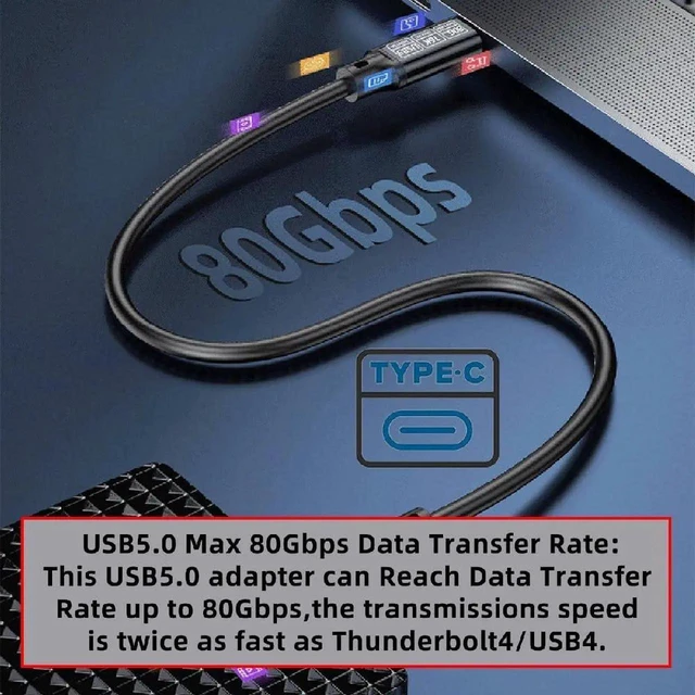 Alt view image 4 of 7 - AJMRTC 50CM USB5.0 USBC Male to Male Cable, 80Gbps Data 240W PD3.1 Charging, 8K@60Hz 6K@30Hz 5K@60Hz Video Cord, Compatible with USB4.0, Thunderbolt 3/4/5 for Laptop SSD Dock