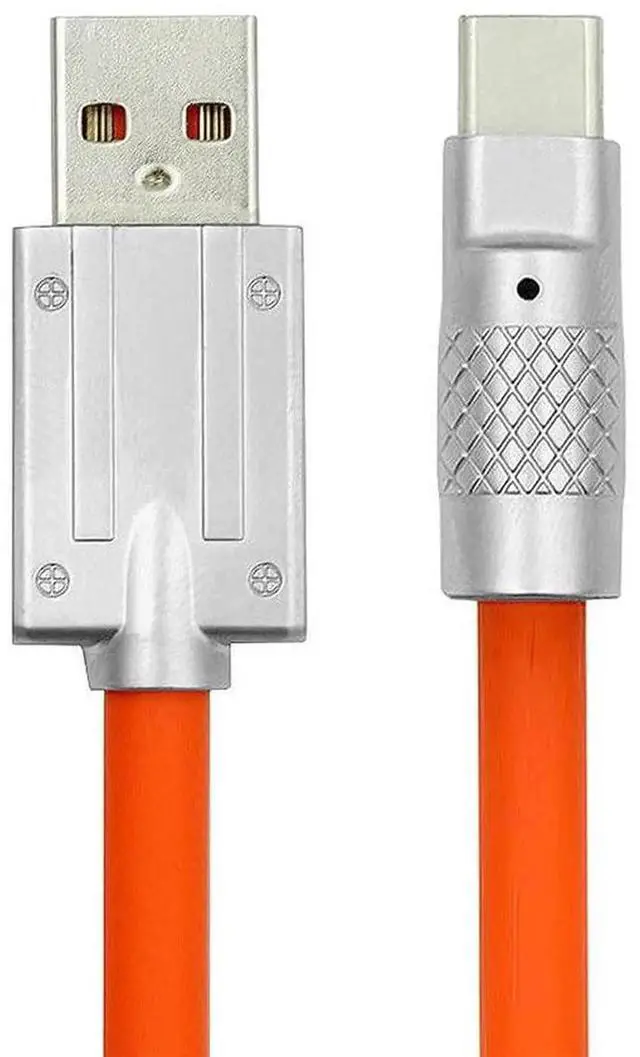 Main image of AJMRTC Liquid Silicone USBA to USBC Cable 200CM Orange, UltraSoft Flexible 120W Fast Charging USB2.0 Data Cord for Laptops, Tablets, Smartphones, Durable HighTearResistant Charger Cable