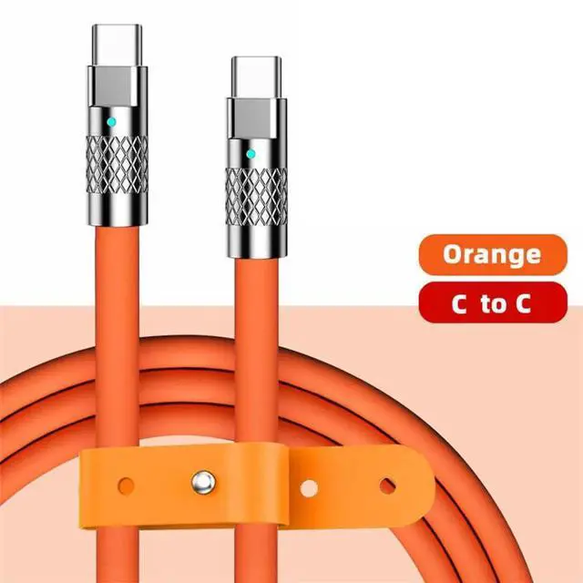 Alt view image 7 of 7 - AJMRTC Liquid Silicone USBA to USBC Cable 200CM Orange, UltraSoft Flexible 120W Fast Charging USB2.0 Data Cord for Laptops, Tablets, Smartphones, Durable HighTearResistant Charger Cable