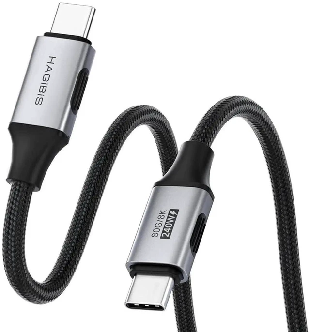 Main image of AJMRTC Flexible Slim USB4 USBC Cable 1.6FT,80Gbps Data 240W PD Fast Charging 8K@60Hz Video Cord,Compatible with Thunderbolt 5/4/3,iPhone 17 16 15 Pro Max,MacBook Pro Air