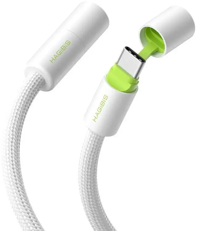 Main image of AJMRTC USBC Cable with Protective Cap, 240W PD3.1 Fast Charging Cord 480Mbps Data Transfer USB TypeC Charger Cable for iPhone 15 16 Pro Max, iPad, MacBook Pro Air, White Green, 0.8ft Short USBC Cha