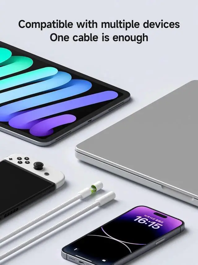 Alt view image 5 of 7 - AJMRTC USBC Cable with Protective Cap, 240W PD3.1 Fast Charging Cord 480Mbps Data Transfer USB TypeC Charger Cable for iPhone 15 16 Pro Max, iPad, MacBook Pro Air, White Green, 0.8ft Short USBC Cha