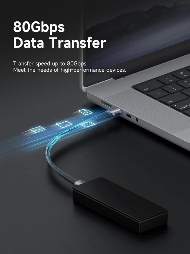 Alt view image 2 of 7 - AJMRTC USB4 V2.0 Straight USBC Cable 1.6FT, 80Gbps 240W PD Fast Charging, 8K@60Hz Video Output, Thunderbolt 5/4 Compatible for iPhone 17 16 15 Pro Max, iPad Pro, USBC Laptops