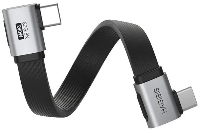 Main image of AJMRTC 0.33FT RightAngle 90Degree USB4 V2.0 USBC Cable, 80Gbps 240W PD Fast Charging, 8K@60Hz Video Output, Thunderbolt 5/4 Compatible for iPhone 17 16 15 Pro Max, iPad Pro, USBC Laptops