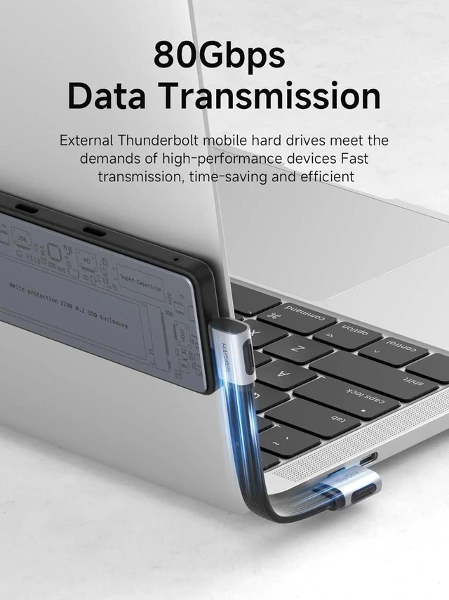 Alt view image 7 of 7 - AJMRTC 0.33FT RightAngle 90Degree USB4 V2.0 USBC Cable, 80Gbps 240W PD Fast Charging, 8K@60Hz Video Output, Thunderbolt 5/4 Compatible for iPhone 17 16 15 Pro Max, iPad Pro, USBC Laptops